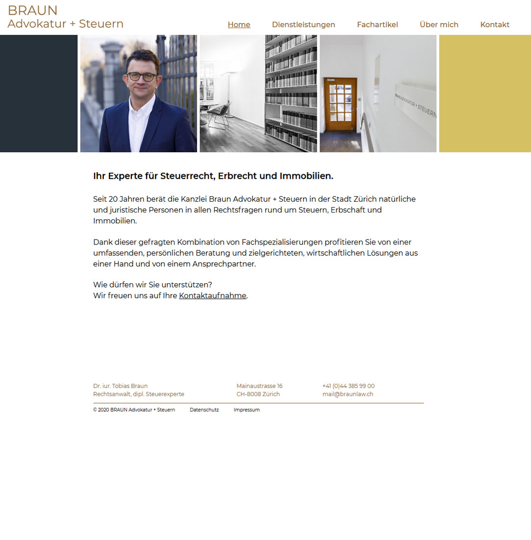 BRAUN Advokatur + Steuern Screenshot