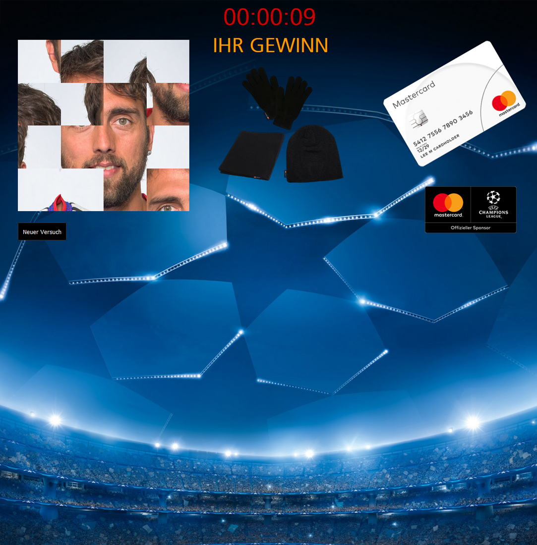 Mastercard Gewinnspiel Screenshot