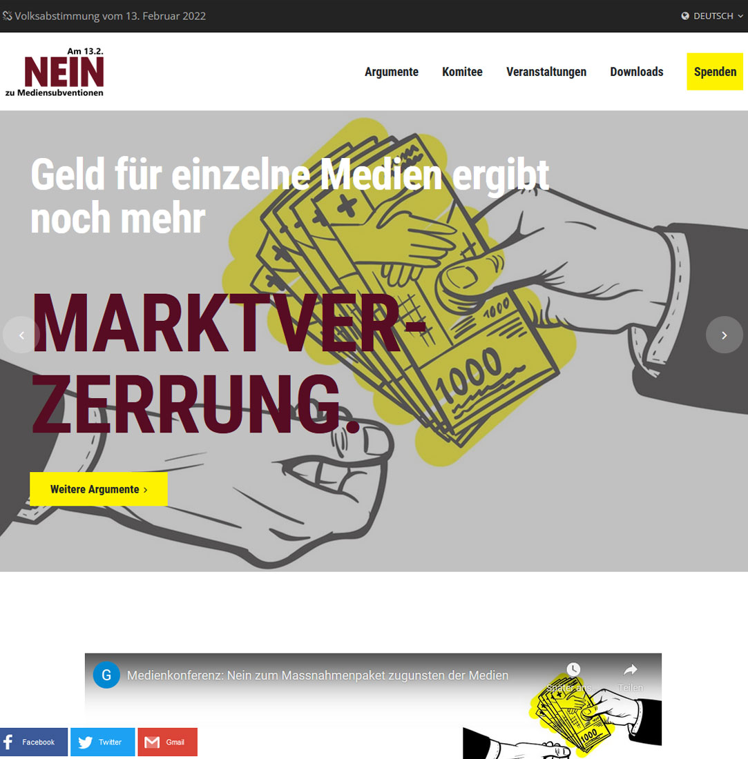 Nein zu Mediensubventionen Screenshot